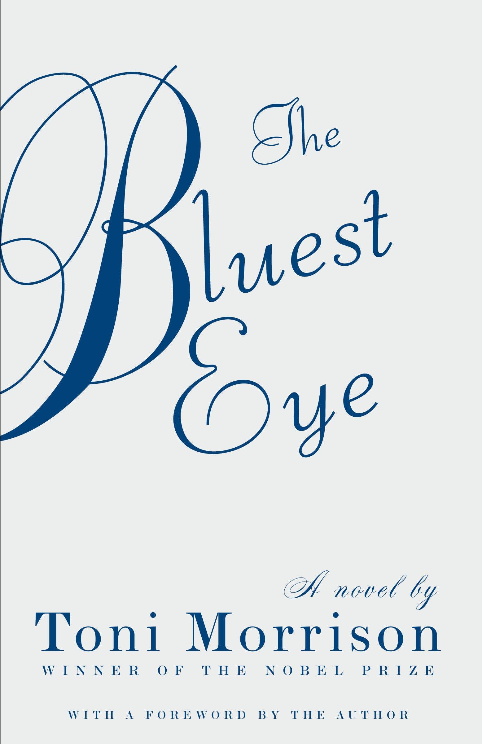 White book cover with blue script font